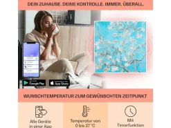 Klarstein Wonderwall Air Art Smart Infrarotheizung 60x60 cm 350 W Wandinstallation App-Steuerung Motiv Mandelblüten Weiß