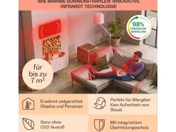 Klarstein Wonderwall Air Art Smart Infrarotheizung 60x60 cm 350 W Wandinstallation App-Steuerung Motiv Mandelblüten Weiß