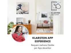 Klarstein Wonderwall Air Art Smart Infrarotheizung 60x60 cm 350 W Wandinstallation App-Steuerung Motiv Wellen Weiß