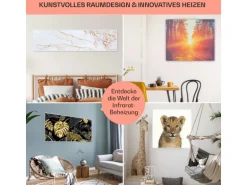 Klarstein Wonderwall Air Art Smart Infrarotheizung 60x60 cm 350 W Wandinstallation App-Steuerung Motiv Wellen Weiß