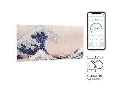 Klarstein Wonderwall Air Art Smart Infrarotheizung 120x60 cm 700 W Wandinstallation App-Steuerung Motiv Wellen Weiß