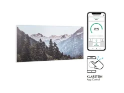 Klarstein Wonderwall Air Art Smart Infrarotheizung 120x60 cm 700 W Wandinstallation App-Steuerung Motiv Berge Weiß