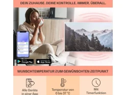 Klarstein Wonderwall Air Art Smart Infrarotheizung 120x60 cm 700 W Wandinstallation App-Steuerung Motiv Berge Weiß