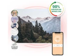 Klarstein Wonderwall Air Art Smart Infrarotheizung 80x60 cm 500 W Wandmontage App-Steuerung Motiv Berg Weiß