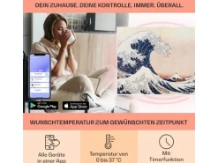 Klarstein Wonderwall Air Art Smart Infrarotheizung 80x60 cm 500 W Wandmontage App-Steuerung Motiv Welle Weiß