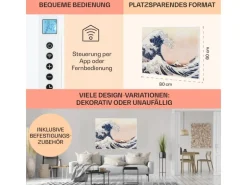 Klarstein Wonderwall Air Art Smart Infrarotheizung 80x60 cm 500 W Wandmontage App-Steuerung Motiv Welle Weiß