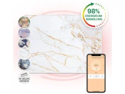 Klarstein Wonderwall Air Art Smart Infrarotheizung 80x60 cm 500 W Wandmontage App-Steuerung Motiv Marmor Weiß