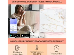 Klarstein Wonderwall Air Art Smart Infrarotheizung 80x60 cm 500 W Wandmontage App-Steuerung Motiv Marmor Weiß