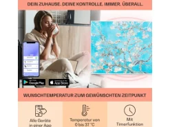Klarstein Wonderwall Air Art Smart Infrarotheizung 80x60 cm 500 W Wandmontage App-Steuerung Motiv Blüten Weiß