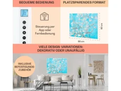 Klarstein Wonderwall Air Art Smart Infrarotheizung 80x60 cm 500 W Wandmontage App-Steuerung Motiv Blüten Weiß