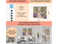Klarstein Wonderwall Air Art Smart Infrarotheizung 80x60 cm 500 W Wandmontage App-Steuerung Motiv Gartenweg Weiß