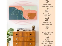 Klarstein Wonderwall Air Art Smart Infrarotheizung 60x120 cm 700 W Wandinstallation App-Steuerung Motiv Goldene Linien Weiß