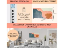 Klarstein Wonderwall Air Art Smart Infrarotheizung 60x120 cm 700 W Wandinstallation App-Steuerung Motiv Goldene Linien Weiß