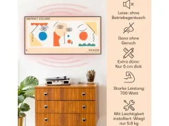 Klarstein Wonderwall Air Art Smart Infrarotheizung 60x120 cm 700 W Wandinstallation App-Steuerung Motiv Abstrakt Schwarz