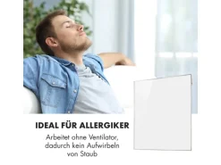 Klarstein Wonderwall Smart Infrarotheizung 100x120 cm Smart-Steuerung App Wandmontage LED-Display 1200 W Wochentimer IP24 Weiß