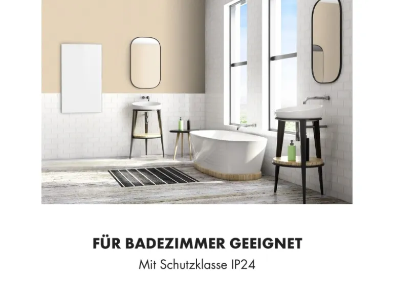 Klarstein Wonderwall Smart Infrarotheizung 60x100 cm Smart-Steuerung App Wandmontage LED-Display 600 W Wochentimer IP24 Weiß