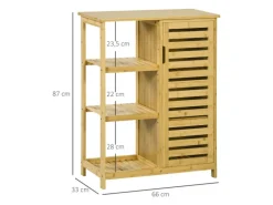 Kleankin Badezimmerschrank mit Schrankfach Kippschutz 66 x 33 x 87 cm
