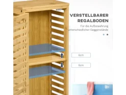 Kleankin Badschrank mit Lamellentür 2 Fächern 30 x 19,9 x 70 cm