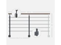 Kordo Geländerset 2m Alu Anthrazit Handlauf Kebony Seitliche Befestigung Opalu