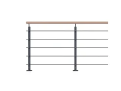 Kordo Geländerset 2m Alu Anthrazit Handlauf Buche Bodenbefestigung Opalu