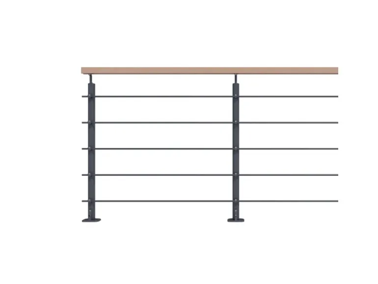 Kordo Geländerset 2m Alu Anthrazit Handlauf Buche Bodenbefestigung Opalu