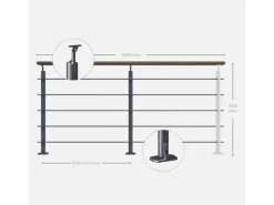 Kordo Geländerset 2m Alu Anthrazit Handlauf Kebony Bodenbefestigung Opalu