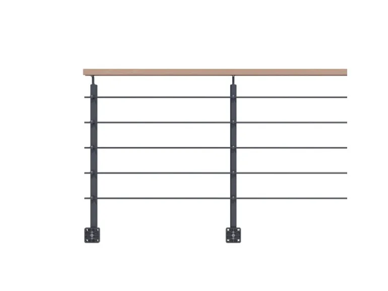 Kordo Geländerset 2m Alu Anthrazit Handlauf Buche Seitliche Befestigung Opalu