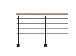 Kordo Geländerset 2m Alu Schwarz Handlauf Buche Seitliche Befestigung Opalu