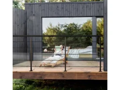 Kordo Geländerset 2m Alu Schwarz Handlauf Alu Bodenbefestigung Initio