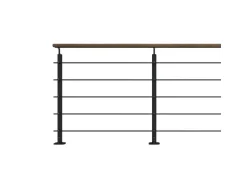 Kordo Geländerset 2m Alu Schwarz Handlauf Kebony Bodenbefestigung Opalu