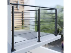 Kordo Geländerset 2m Alu Vollschwarz Bodenbefestigung Prestio