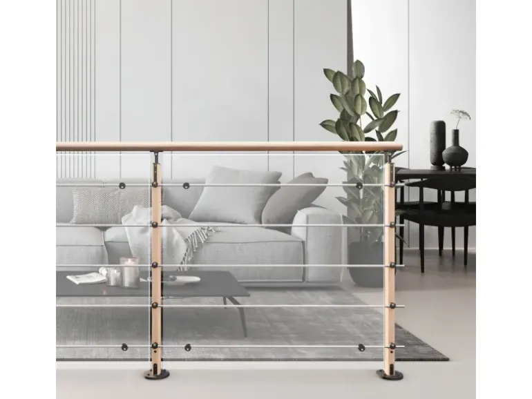 Kordo Geländerset 2m Buchenholz Bodenbefestigung Hesta