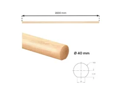 Kordo Wandhandlauf-Set Rund 2m Tanne und Halterungen