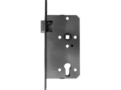 Korridorschloss für Profilzylinder gefälzt DIN rechts Edelstahl