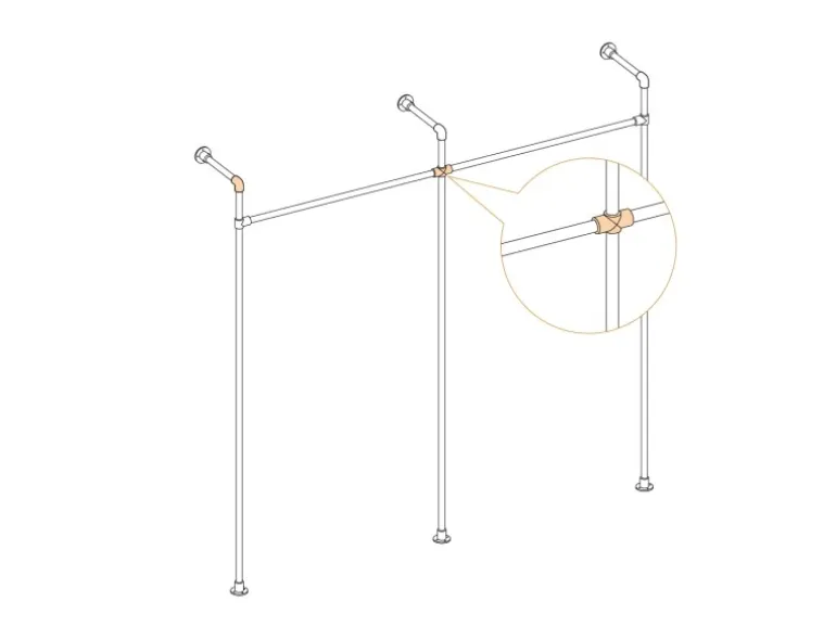 Kreuzstück Durchgehend 90° Schwarz matt für Stahlrohr Ø 2,7 cm