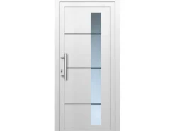 Kunststoff-Haustür 110 cm x 210 cm K032 Weiß Anschlag Links