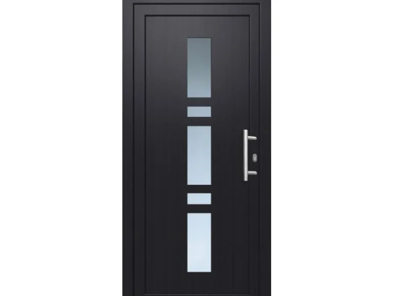 Kunststoff-Haustür 110 cm x 210 cm K017 Anschlag Rechts Anthrazit/Weiß