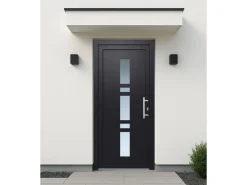 Kunststoff-Haustür 110 cm x 210 cm K017 Anschlag Rechts Anthrazit/Weiß