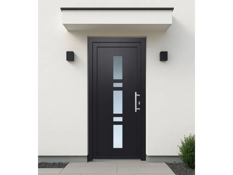 Kunststoff-Haustür 110 cm x 210 cm K017 Anschlag Rechts Anthrazit/Weiß