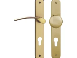 Langschildgarnitur "Amos-LS" Wohnungseingangstüren Messing Brüniert DIN Rechts