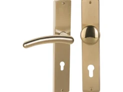 Langschildgarnitur "Isabella-LS" Wohnungstür Mess. poliert-satiniert DIN Rechts