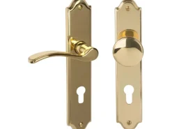 Langschildgarnitur Lori Messing Poliert Wohnungseingangstüren Anschlag Links