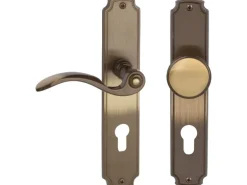 Langschildgarnitur "Rebeca-LS" Wohnungseingangstüren Messing Brüniert DIN Rechts