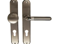 Langschildgarnitur "Sabine-LS" Wohnungstür Chrom-Edelstahlf. satiniert DIN Links