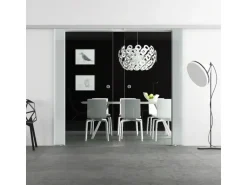 Levidor Doppelglasschiebetür Komplettset 2x 90 x 217,5 cm Klarglas Aluminium mit Griffmuscheln und SoftClose