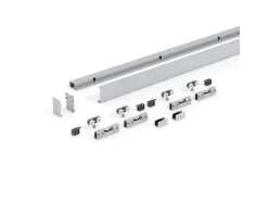 Levidor Doppelglasschiebetür Komplettset 2x 90 x 217,5 cm Klarglas Aluminium mit Griffmuscheln und SoftClose