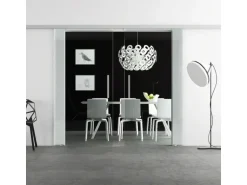 Levidor Doppelglasschiebetür Komplettset 2x 77,5 x 217,5 cm Klarglas Aluminium mit Stangengriffen und SoftClose