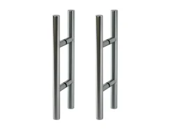 Levidor Doppelglasschiebetür Komplettset 2x 77,5 x 217,5 cm Klarglas Aluminium mit Stangengriffen und SoftClose