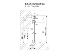 Levidor Glasschiebetür Komplettset 65 x 217,5 cm Satiniert Aluminium mit Stangengriff und SoftClose