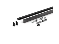 Levidor Glasschiebetür Komplettset 102,5 x 205 cm Satiniert Schwarz mit Stangengriff